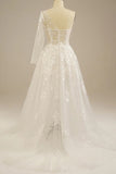 Romantic One Shoulder Lace Bohemian Wedding Dress with Split-Daisybridals