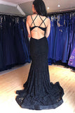 Mermaid Black Lace Deep V-neck Embrodiery Flower Prom Dress,DS103-Daisybridals