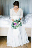 3/4 Sleeve See Through Backless Lace  Rustic Wedding Dresses,DW016-Daisybridals