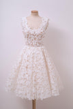 A-line White Homecoming Dress Square Neck Short Prom Dress,DH156-Daisybridals