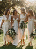 A-Line Lace V-Neck Spaghetti Straps Lace Beach Wedding Dress,DW039-Daisybridals