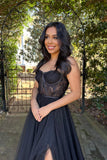 A-Line Sweetheart Neck Black Long Prom Dress Formal Dress,DS174-Daisybridals