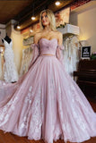 A-Line Two-Piece Dusty Pink Prom Dress with Sleeves,DS190-Daisybridals