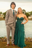 A-line Strapless Floral Appliques Hot Pink Long Prom Dress,DS158-Daisybridals
