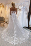 A-line Off-the-Shoulder Wedding Dresses With Lace Appliques Bridal Gown,DW043-Daisybridals