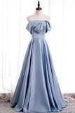 A-line Off-the-shoulder Beaded Satin Prom Dress With Beading PSK288 - Pgmdress