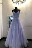 A-line Straps Tulle Sparkly Lilac Long Prom Dress Formal Dress,DS172-Daisybridals