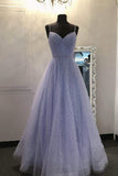 A-line Straps Tulle Sparkly Lilac Long Prom Dress Formal Dress,DS172-Daisybridals