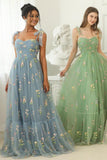 A-line Sweetheart Embroidery Green Long Prom Dress,DS179-Daisybridals