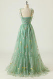 A-line Sweetheart Embroidery Green Long Prom Dress,DS179-Daisybridals