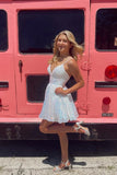 A-line V Neck Sequin Pink Homecoming Dresses Short Party Dresses  PD489-Daisybridals