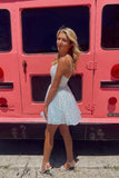 A-line V Neck Sequin Pink Homecoming Dresses Short Party Dresses  PD489-Daisybridals