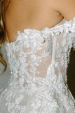 A Line Off the Shoulder Appliques Bohemian Wedding Dress Bridal Gown,DH022-Daisybridals