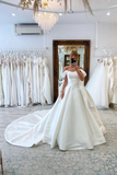 Ball Gown Bridal Gown Off The Shoulder Satin Simple Wedding Dress,DW057-Daisybridals