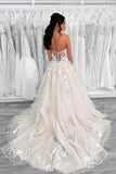 Champagne Tulle Elegant Wedding Dresses Strapless Bridal Gowns,DW003-Daisybridals