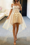Champagne Tulle Off The Shoulder High Low Homecoming Dresses PD458 - Daisybridals