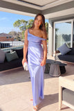 Chic One Shoulder Satin Sheath Maxi Prom Dress Evening Dress-Daisybridals