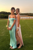 Chic One Shoulder Satin Sheath Maxi Prom Dress Evening Dress-Daisybridals