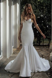 Mermaid Chic V-Neck Backless Satin Summer Wedding Dress-Tirdress