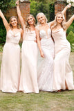 Cowl Neck Spaghetti Strap Champagne Bridesmaid Dress,DB0010-Daisybridals