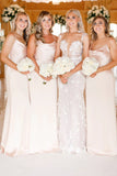 Cowl Neck Spaghetti Strap Champagne Bridesmaid Dress,DB0010-Daisybridals