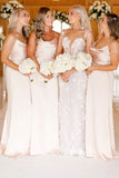Cowl Neck Spaghetti Strap Champagne Bridesmaid Dress,DB0010-Daisybridals
