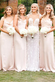 Cowl Neck Spaghetti Strap Champagne Bridesmaid Dress,DB0010-Daisybridals