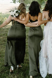 Cowl Neck Spaghetti Strap Champagne Bridesmaid Dress,DB0010