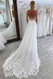 Elegant A-Line Beach Wedding Dresses With Lace Appliques,DW007-Daisybridals