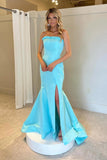 Ruffle Strapless Mermaid Tiffany Blue Prom Dress Party Dress,DS249-Daisybridals