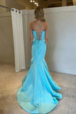 Ruffle Strapless Mermaid Tiffany Blue Prom Dress Party Dress,DS249-Daisybridals