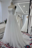 Elegant Strapless A-Line Tulle wedding dress with Sweep Train-Daisybridals