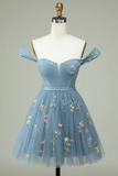 Floral Embroidery Sweetheart A-Line Homecoming Dress Short Party Dress  PD472-Daisybridals