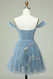 Floral Embroidery Sweetheart A-Line Homecoming Dress Short Party Dress  PD472-Daisybridals