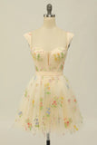 Floral Embroidery Sweetheart A-Line Homecoming Dress Short Party Dress  PD472-Daisybridals