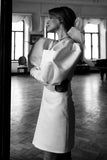 Ivory Satin Puff Sleeves Square Neck Short Vintage Wedding Dress-Daisybridals
