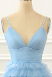 Light Blue A-Line Cute Short Homecoming Dress With Ruffles PD480-Daisybridals