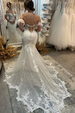 Mermaid Off The Shoulder Boho Wedding Dress With Sweep Train,DW075-Daisybridals