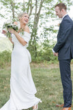 Mermaid Off the Shoulder Forest Wedding Dress with Bowknot,DW065-Daisybridals