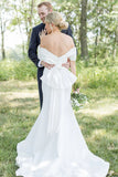 Mermaid Off the Shoulder Forest Wedding Dress with Bowknot,DW065-Daisybridals