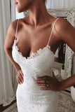 Mermaid Spaghetti Straps Lace Bohemian Wedding Dress,DW009-Daisybridals