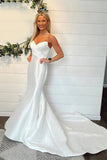 Mermaid Strapless Satin Wedding Dress Simple Bridal Gown ,DW064-Daisybridals