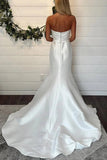 Mermaid Strapless Satin Wedding Dress Simple Bridal Gown ,DW064-Daisybridals