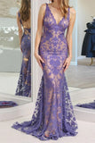 Mermaid V-Neck Backless Lilac Prom Dress Party Dress,DS236-Daisybridals