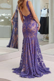 Mermaid V-Neck Backless Lilac Prom Dress Party Dress,DS236-Daisybridals
