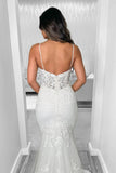 Mermaid V-Neck Sleeveless Elegant Wedding Dress With Court Train-Daisybridals