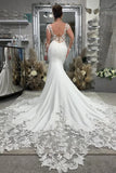 Mermaid V Neck Long Sleeves Luxurious Lace Wedding Dress Bridal Gown-Daisybridals