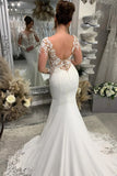 Mermaid V Neck Long Sleeves Luxurious Lace Wedding Dress Bridal Gown-Daisybridals