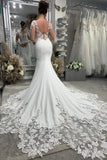 Mermaid V Neck Long Sleeves Luxurious Lace Wedding Dress Bridal Gown-Daisybridals