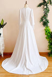 Modest White Long Sleeves Wedding Dress Vintage Bridal Gown-Daisybridals